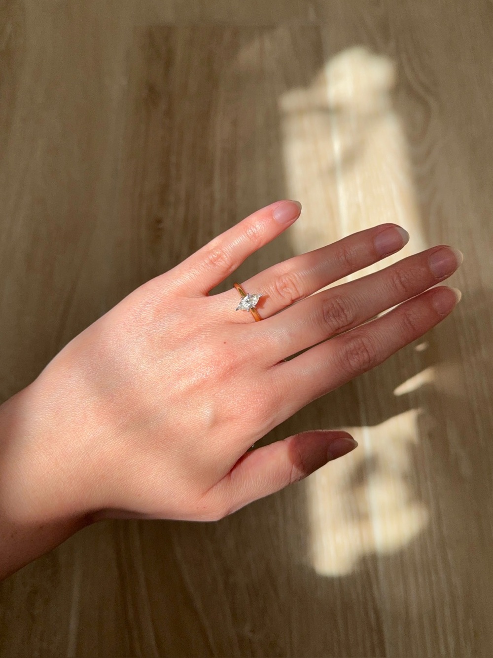 Vintage .75ct Marquise Diamond Engagement Ring, 14k Solid Gold